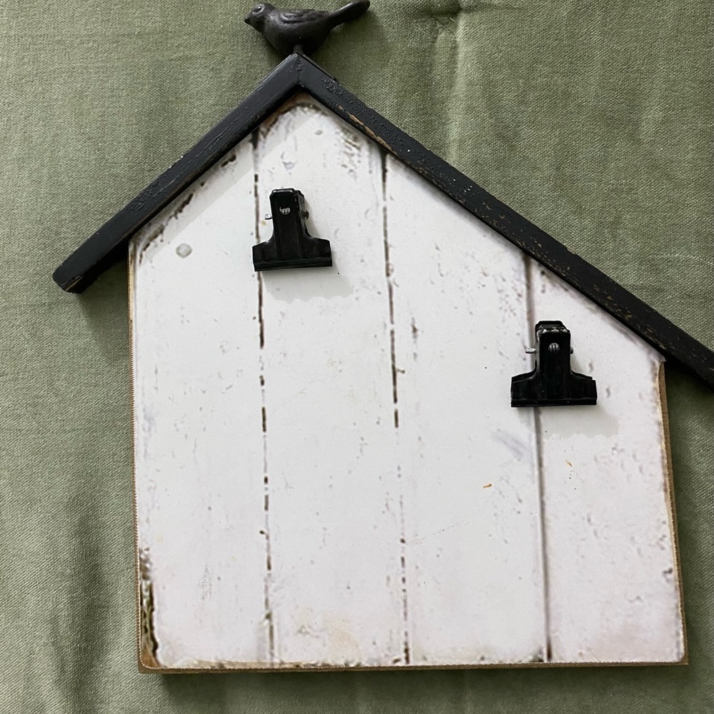 Rustic White and Black Birdhouse Picture Standing Wall Decor OSP